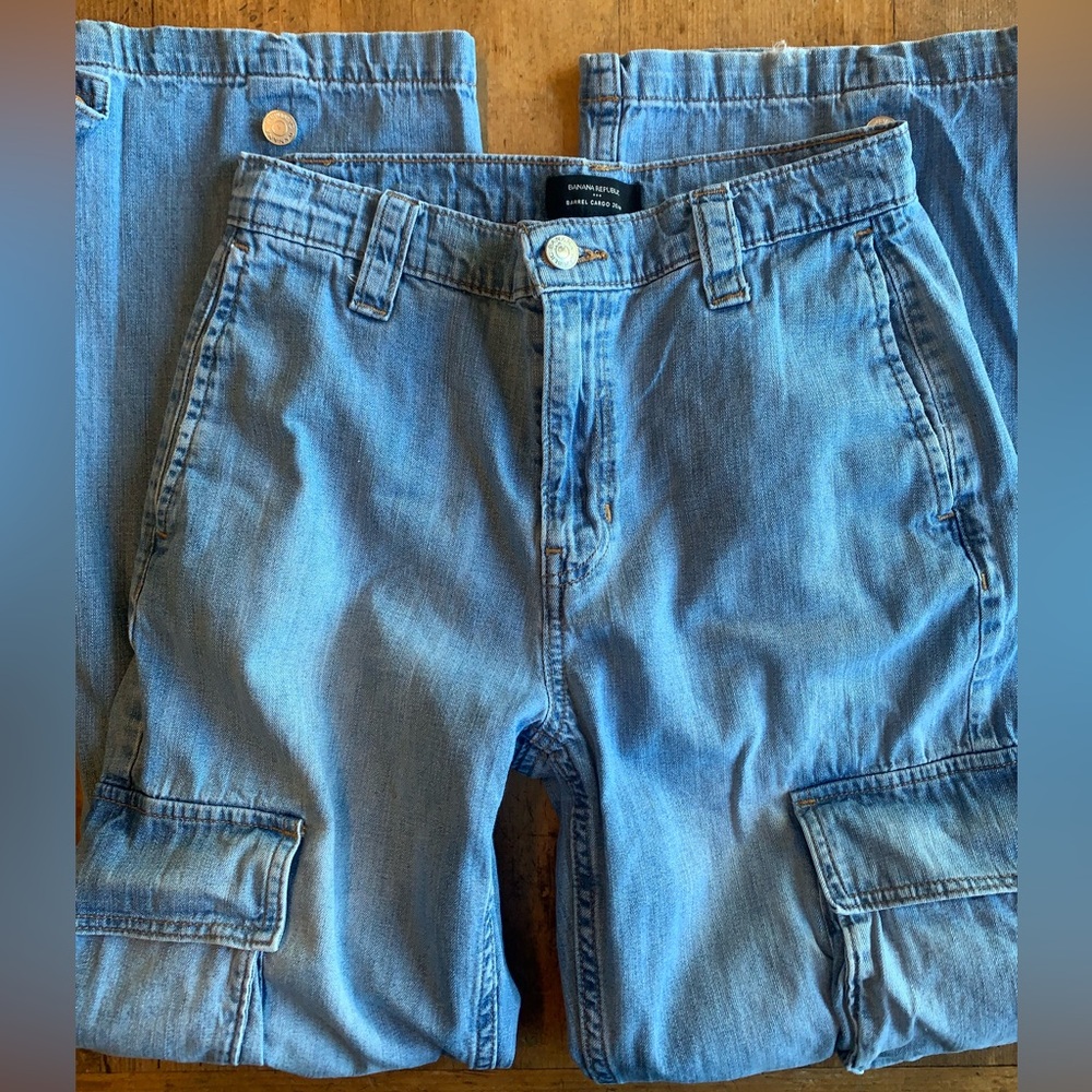 Banana Republic Blue Barrel Cargo Jeans - Picture 5 of 16